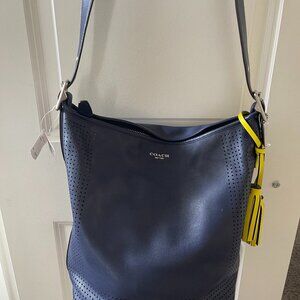 Coach Navy/Citrine perforated duffel bag